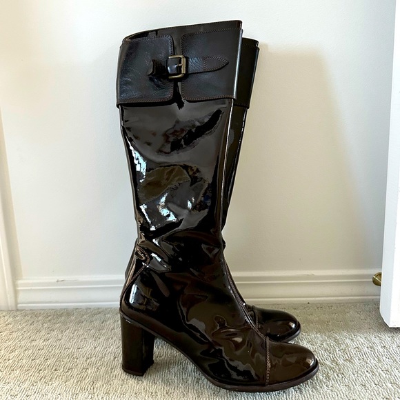 Italian Brown Paten leather boot Size 39 - Picture 12 of 13